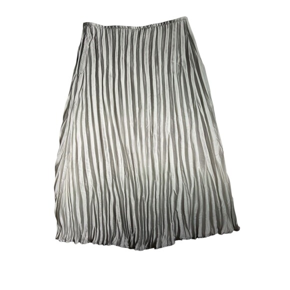 Chicos Dip Dye Crinkle Pleated Maxi Skirt Size XL Green Ombre Lined Coastal Boho - Picture 2 of 8